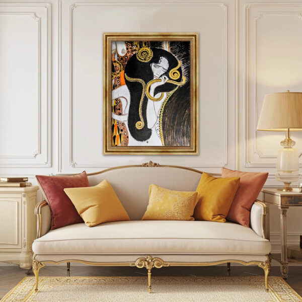Gustav Klimt Beethovenfries III Die feindlichen Gewalten Leinwand Bild mit Goldrahmen