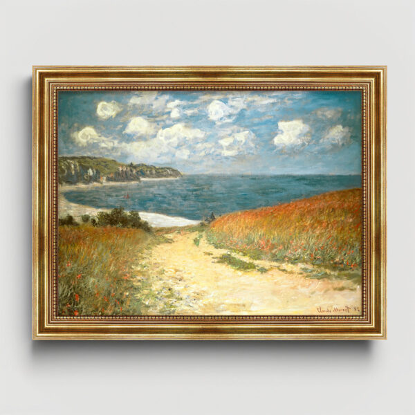 Strandweg zwischen Weizenfeldern bei Pourville «Claude Monet» Leinwandbild mit Rahmen