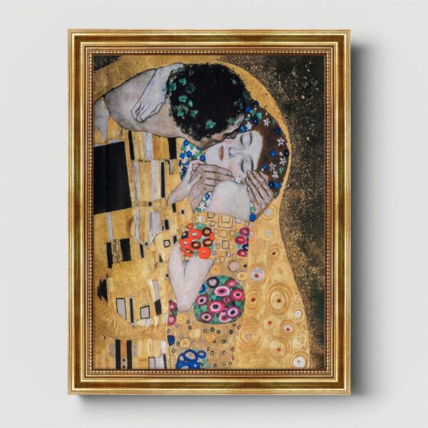 Gustav Klimt Der Kuss Leinwand Bild mit Goldrahmen