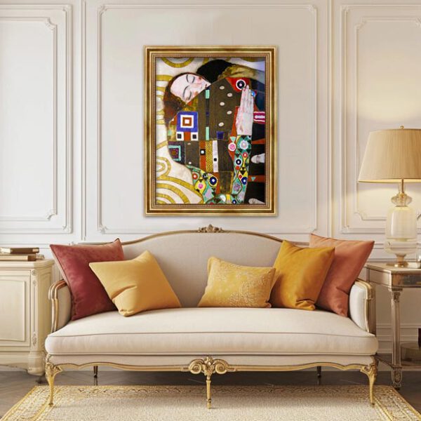 Gustav Klimt Die Umarmung Leinwand Bild mit Goldrahmen