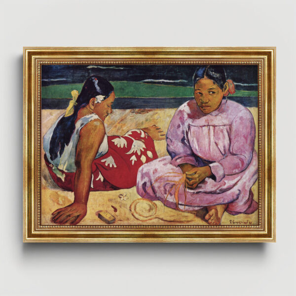 Frauen am Strand 1891 «Paul Gauguin» Leinwandbild mit Rahmen