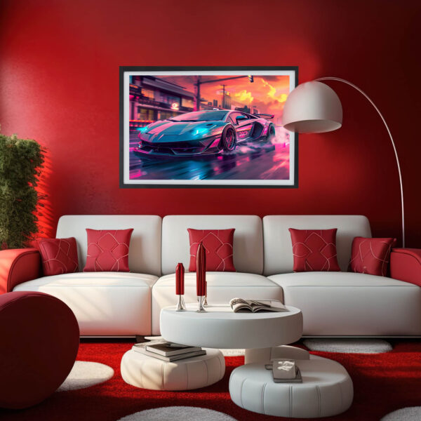 Lambo Aventador mit Heckflügel Sportwagen Wandbild als Dekoration