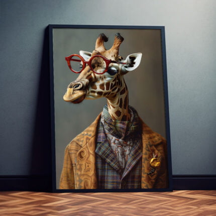 Giraffe als intelligenter Herr Kunstdruck Poster Exklusive Wandkunst für Wohnzimmer, Schlafzimmer
